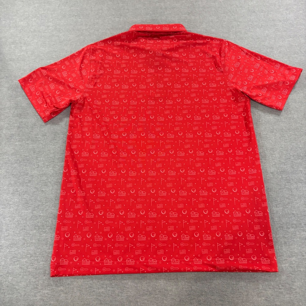 Waggle Mens Golf Polo Shirt Red Firefighter American Flag Print Performance M - Picture 8 of 11